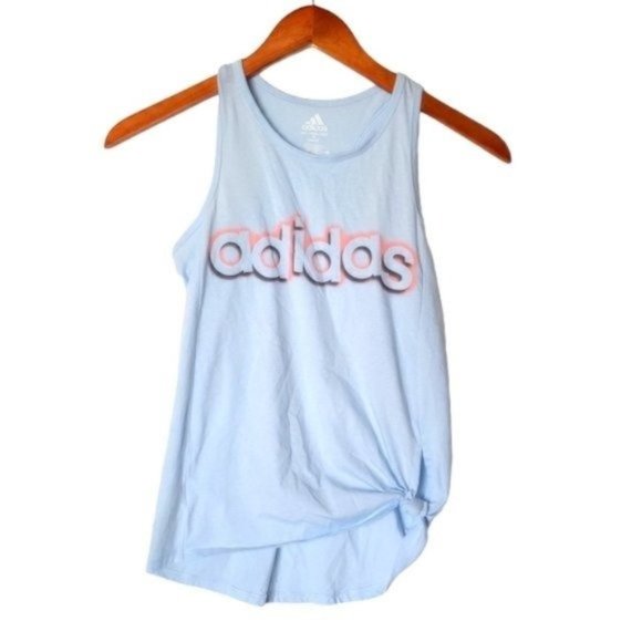Adidas Tie Side Tank Top Racer Back Blue Light - Picture 1 of 5
